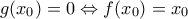 g(x_{0})=0\Leftrightarrow f(x_{0})=x_{0}