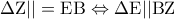 \displaystyle{\Delta {\rm Z}|| = {\rm E}{\rm B} \Leftrightarrow \Delta {\rm E}||{\rm B}{\rm Z}}