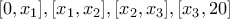 \displaystyle{[0,x_1],[x_1,x_2],[x_2,x_3],[x_3,20]}