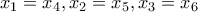 x_1=x_4, x_2=x_5, x_3=x_6