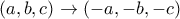 (a,b,c)\rightarrow (-a, -b, -c)
