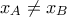 \displaystyle{x_A\ne x_B}