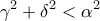 \displaystyle{{\gamma ^2} + {\delta ^2} < {\alpha ^2}}