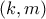 \displaystyle{\left( {k,m} \right)}