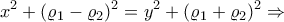 \displaystyle{x^2 +(\varrho _1 -\varrho _2 )^2 =y^2 +(\varrho _1 +\varrho _2 )^2\Rightarrow}