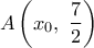 \displaystyle{A\left( {{x}_{0}},\text{ }\frac{7}{2} \right)}