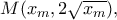 M(x_{m}, 2\sqrt{x_{m}}), 