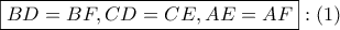 \boxed{BD = BF,CD = CE,AE = AF}:\left( 1 \right)