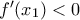 f'(x_{1})<0