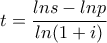 \displaystyle t=\frac{lns-lnp}{ln(1+i)}