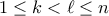 1 \le k < \ell \le n