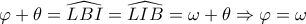 \varphi +\theta =\widehat{LBI}=\widehat{LIB}=\omega +\theta \Rightarrow \varphi =\omega 